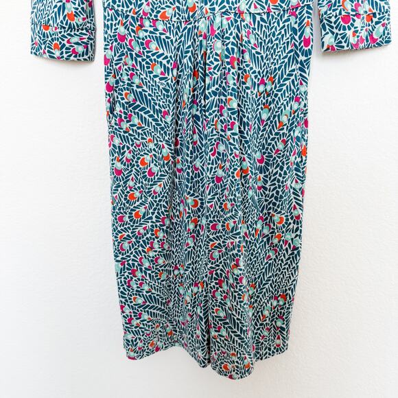 Lilly Pulitzer Feather Print 100% Silk Stretch Flare Dress Womens Size 0 - Picture 3 of 7